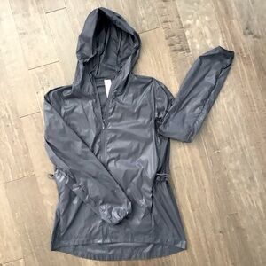 Fabletics 100% Nylon Dark Gray Hooded Jacket, Size XS